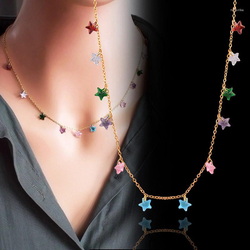 Pendant Necklaces LEEKER 316L Stainless Steel Waterdrop Star Necklace For Women Red Yellow Blue Crystal Chains Gold Color Choker Jewelry 010
Pendant Necklaces LEEKER 316L Stainless Steel Waterdrop Star Necklace For Women Red Yellow Blue Crystal Chains Gold Color Choker Jewelry 010