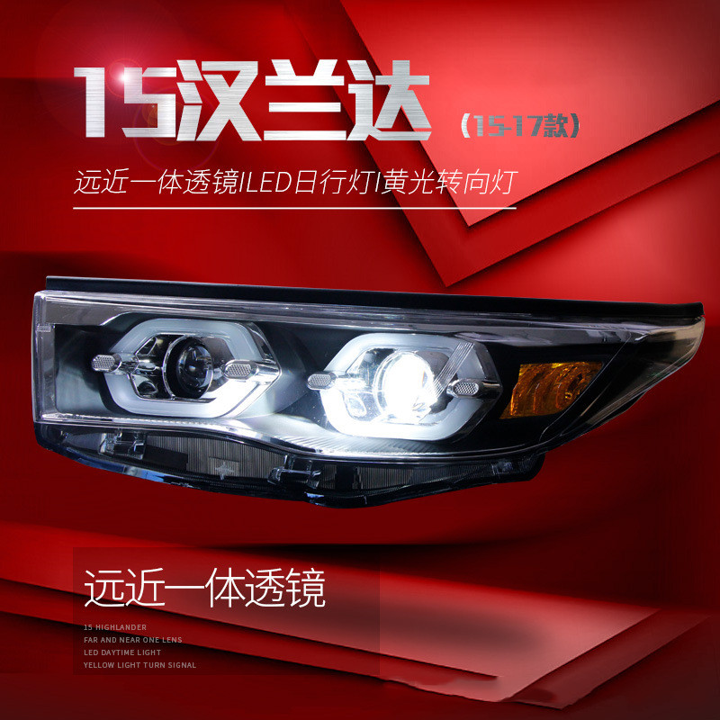 Car Headlights For Toyota Highlander 20 15-20 17 Retrofitting LED Angel Eye Daytime Running Light Lens Xenon Headlights