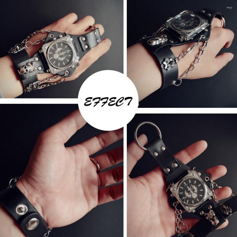 Wristwatches Men Punk Skull Black Leather Bracelet Wrist Watches With 50mm Wide Band Big Dial Watch Hours For Relogio Masculino Gifts
Wristwatches Men Punk Skull Black Leather Bracelet Wrist Watches With 50mm Wide Band Big Dial Watch Hours For Relogio Masculino Gifts