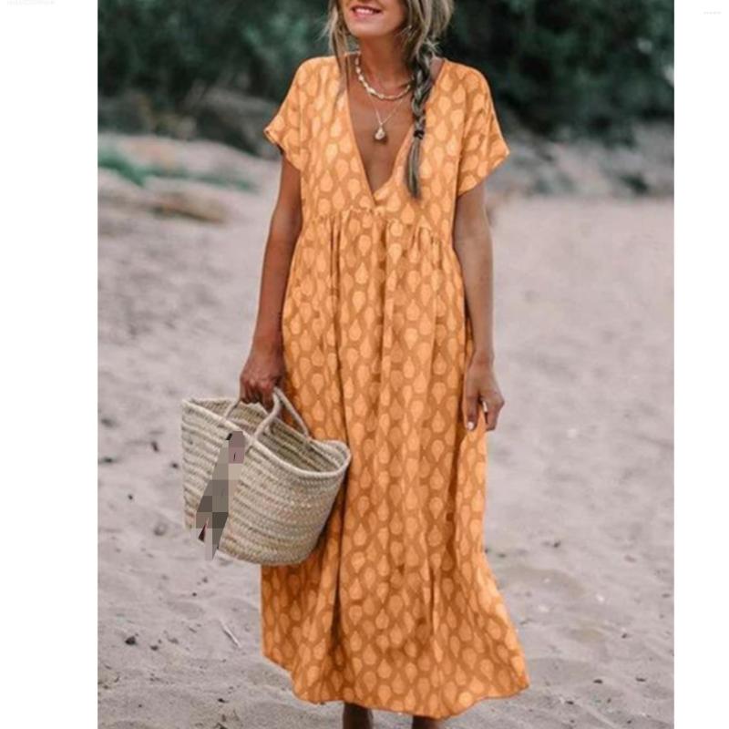 Casual Dresses Dot Beach Cover Up For Women Summer Print V-Neck Swing Loose Waist Chic And Elegant Female Long Dress Woman Clothes, Khaki
Casual Dresses Dot Beach Cover Up For Women Summer Print V-Neck Swing Loose Waist Chic And Elegant Female Long Dress Woman Clothes, Khaki