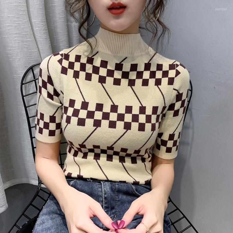 Women's T Shirts Thin Plaid Knitted Shirt Women 2023 Summer Top Short Sleeve Tshirt Half Turtleneck Tee Korean Fashion Woman Clothes, Black
Women's T Shirts Thin Plaid Knitted Shirt Women 2023 Summer Top Short Sleeve Tshirt Half Turtleneck Tee Korean Fashion Woman Clothes, Black