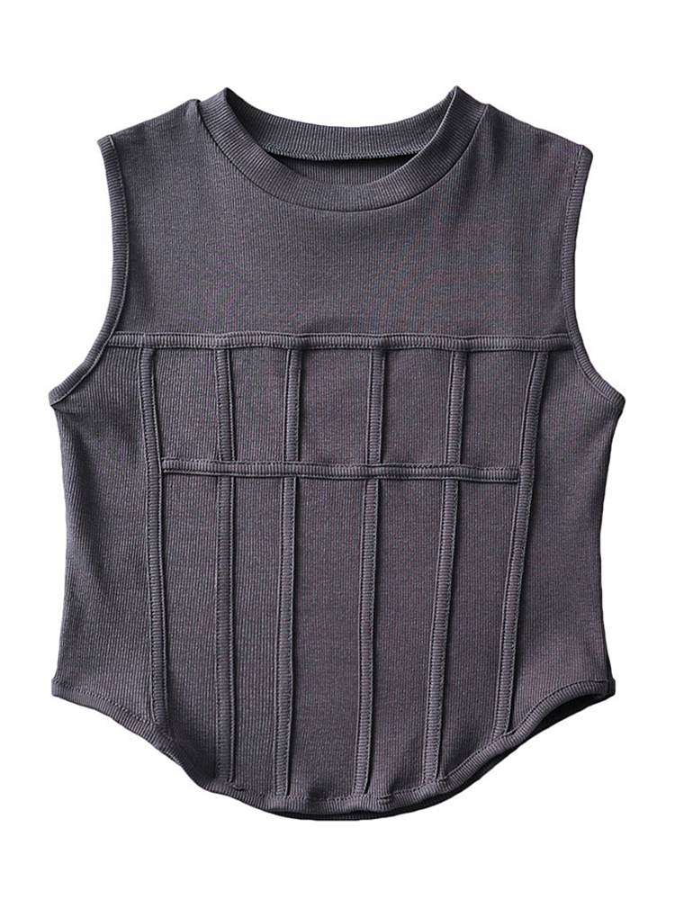 Women's Tanks Camis Women Green Brief Irregular Hem Tank Tops O-collar Sleeveless Personality Fashion Spring Summer 1DE7812 230509