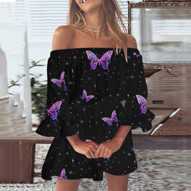 Casual Dresses Women Off Shoulder Dress Slash Neck Bell Long Sleeve Boho Blouse Floral Butterfly Print Mini Vestidos, Red
Casual Dresses Women Off Shoulder Dress Slash Neck Bell Long Sleeve Boho Blouse Floral Butterfly Print Mini Vestidos, Red