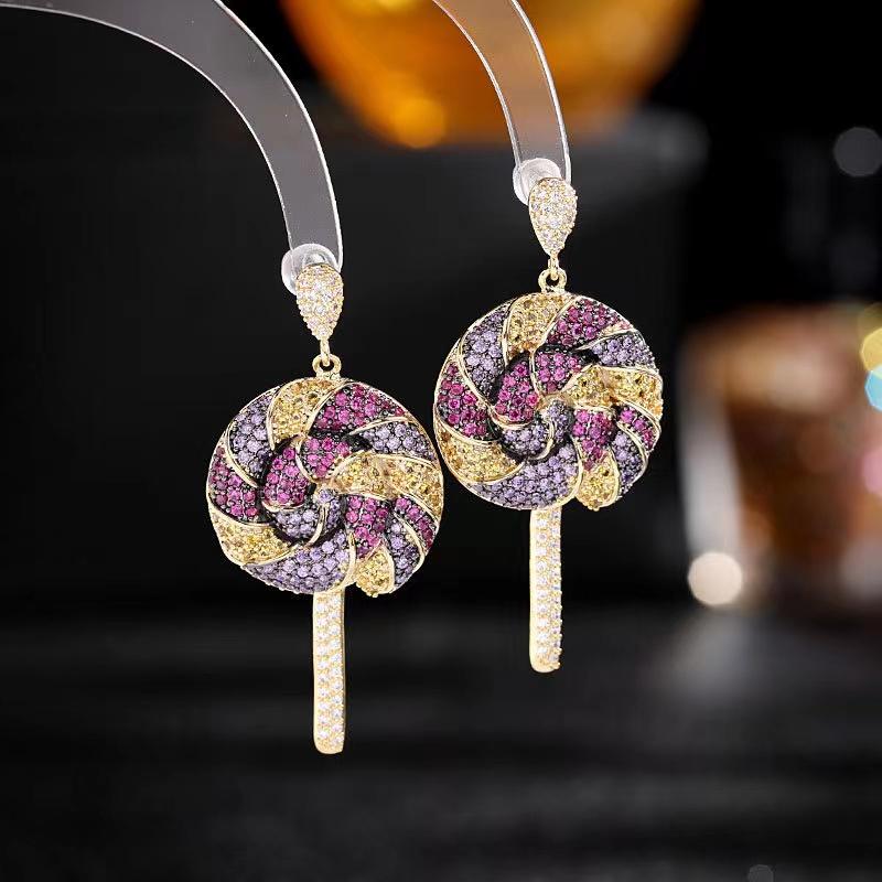Dangle Earrings & Chandelier Light Luxury Color Zircon Inlaid Sweet Fashion Personalized Design Lollipop EarringsDangle
Dangle Earrings & Chandelier Light Luxury Color Zircon Inlaid Sweet Fashion Personalized Design Lollipop EarringsDangle