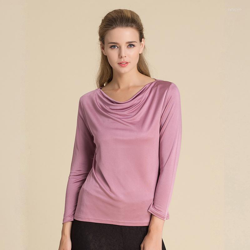 Women's T Shirts Women Silk Double-sided Knitting Swing Collar Long Sleeve T-shirt Women's Mulberry Pullover Base Coat Top 1142, Black
Women's T Shirts Women Silk Double-sided Knitting Swing Collar Long Sleeve T-shirt Women's Mulberry Pullover Base Coat Top 1142, Black