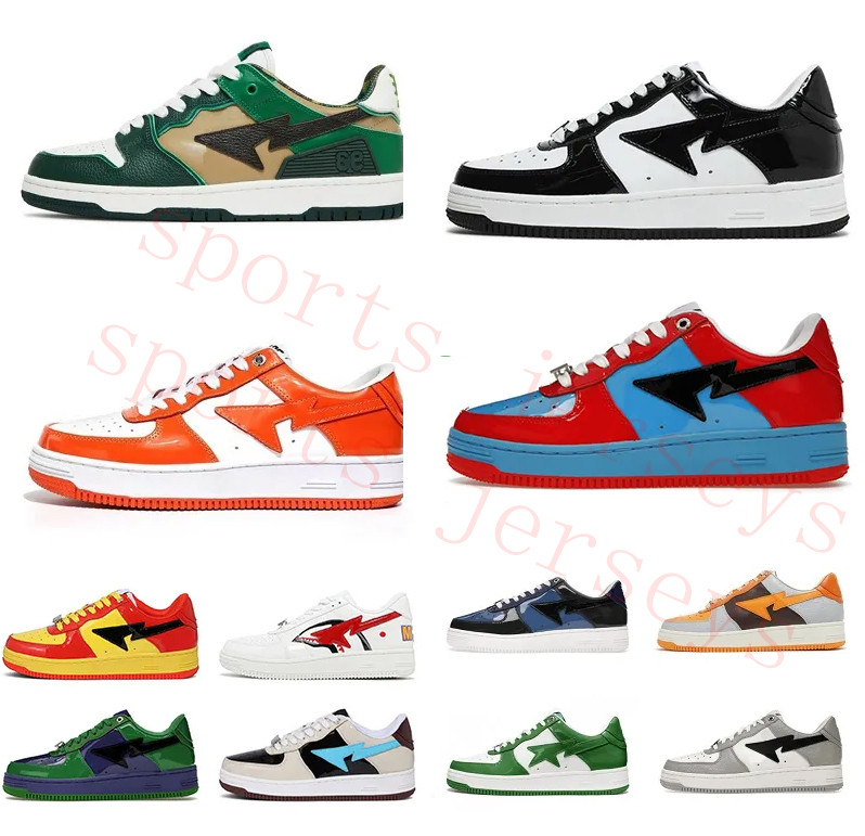 Bapestas Baped Designer Sk8 Sta Casual Shoes Platform Sneakers Bapesta Patent Leather Green Black White Plate-forme for Men Women, 20
Bapestas Baped Designer Sk8 Sta Casual Shoes Platform Sneakers Bapesta Patent Leather Green Black White Plate-forme for Men Women, 20