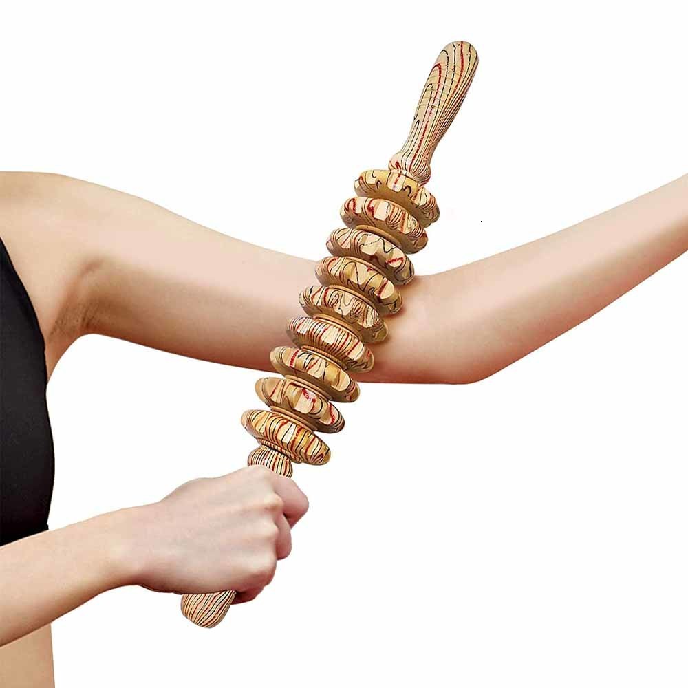 Massaging Neck Pillowws Wooden Therapy Massager Roller Trigger Point Stick for Fascia Cellulite Muscle Abdomen Body Belly Relief Tool 230508