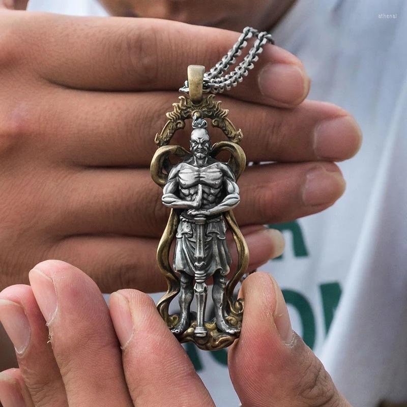 Pendant Necklaces Vintage Buddhist Jewelry Dharma Protector Vajra Arhat Buddha Men Women Religious Amulet Necklace