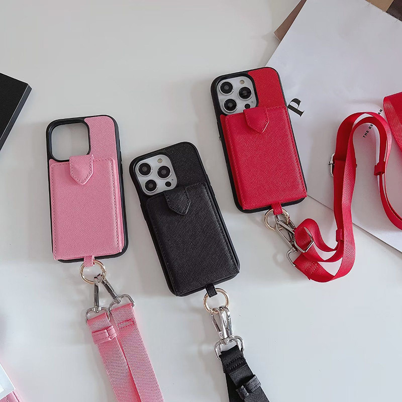 Crossbody Designer Phone Case for Apple iPhone 17 16 Pro Max 15 14 Plus 13 12 11 X XS XR Luxury PU Leather Wallet Card Holder Shoulder Strap Back