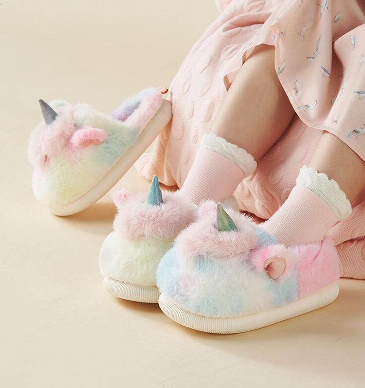 Slipper Autumn and Winter Children's Cotton Slippers Cute Cartoon Unicorn Household Plush Casual Soft Slippers Boys Girls Slippers Kids 230509