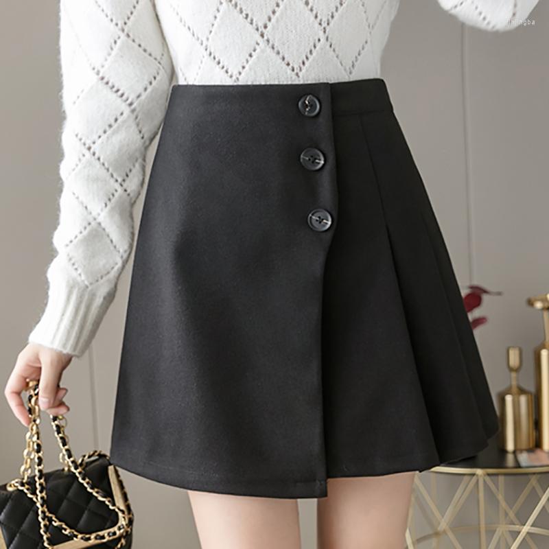 Skirts 2023 Autumn Winter Thick Woolen Pleated Skirt Women Casual Fashion Button High Waist Mini A-Line Elegant Ladies Faldas, Black
Skirts 2023 Autumn Winter Thick Woolen Pleated Skirt Women Casual Fashion Button High Waist Mini A-Line Elegant Ladies Faldas, Black