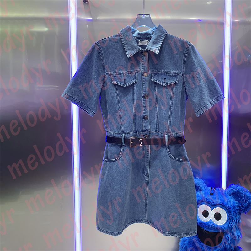 Retro Denim Dress for Womens Summer Slim Short Sleeve Skirt with Belt Fashion Shirts Dresses, Blue
Retro Denim Dress for Womens Summer Slim Short Sleeve Skirt with Belt Fashion Shirts Dresses, Blue