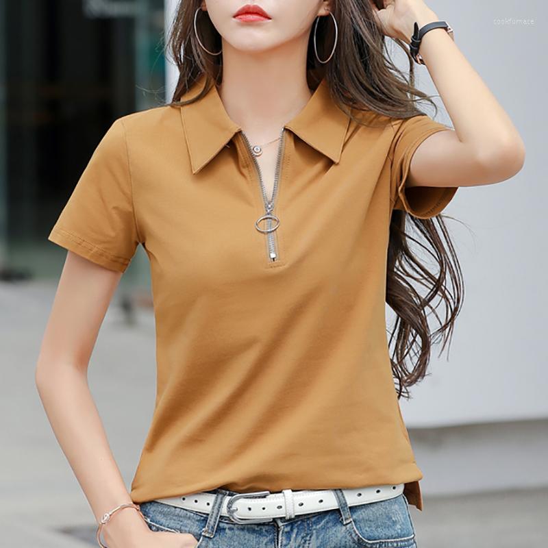 Women' T Shirts Zipper Turn-down Collar Shirt Women 2023 Summer Cotton Short Sleeve Tshirt Korean Fashion Clothes Tee Camisetas De Mujer, Black
Women' T Shirts Zipper Turn-down Collar Shirt Women 2023 Summer Cotton Short Sleeve Tshirt Korean Fashion Clothes Tee Camisetas De Mujer, Black