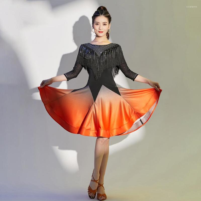 Stage Wear Female Latin Dance Dress Women Fringe Ballroom Dancewear Tassels Gradient Colour Cha Rumba Samba Competition Costumes 7023, 001
Stage Wear Female Latin Dance Dress Women Fringe Ballroom Dancewear Tassels Gradient Colour Cha Rumba Samba Competition Costumes 7023, 001