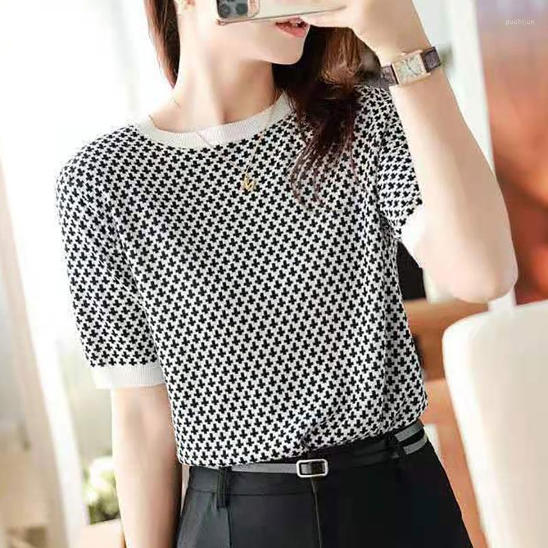 Women's T Shirts Summer Tops Women Clothes Plaid Knitted Shirt Casual O Neck Tshirts Female Short Sleeve Thin Tee Femme Camiseta De Mujer, Picture color
Women's T Shirts Summer Tops Women Clothes Plaid Knitted Shirt Casual O Neck Tshirts Female Short Sleeve Thin Tee Femme Camiseta De Mujer, Picture color