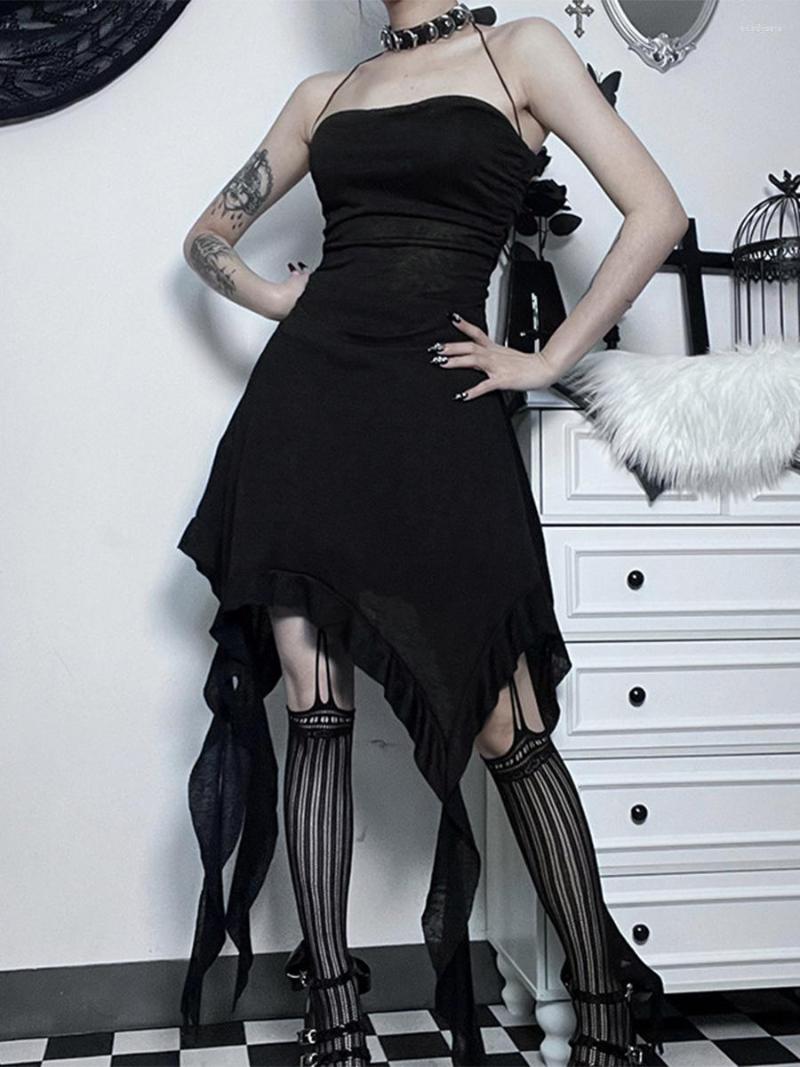 Casual Dresses Women' Solid Color Gothic Mini Dress Summer Sleeveless Halter Neck Ruched A-Line, Black
Casual Dresses Women' Solid Color Gothic Mini Dress Summer Sleeveless Halter Neck Ruched A-Line, Black