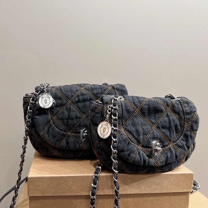 CC Handbag Mini Flap Blue Denim Saddle Crossbody with Silver Chain Black Classic Quilted Purse Women Weekender Bag 19-21cm, Black- denim 21cm
CC Handbag Mini Flap Blue Denim Saddle Crossbody with Silver Chain Black Classic Quilted Purse Women Weekender Bag 19-21cm, Black- denim 21cm