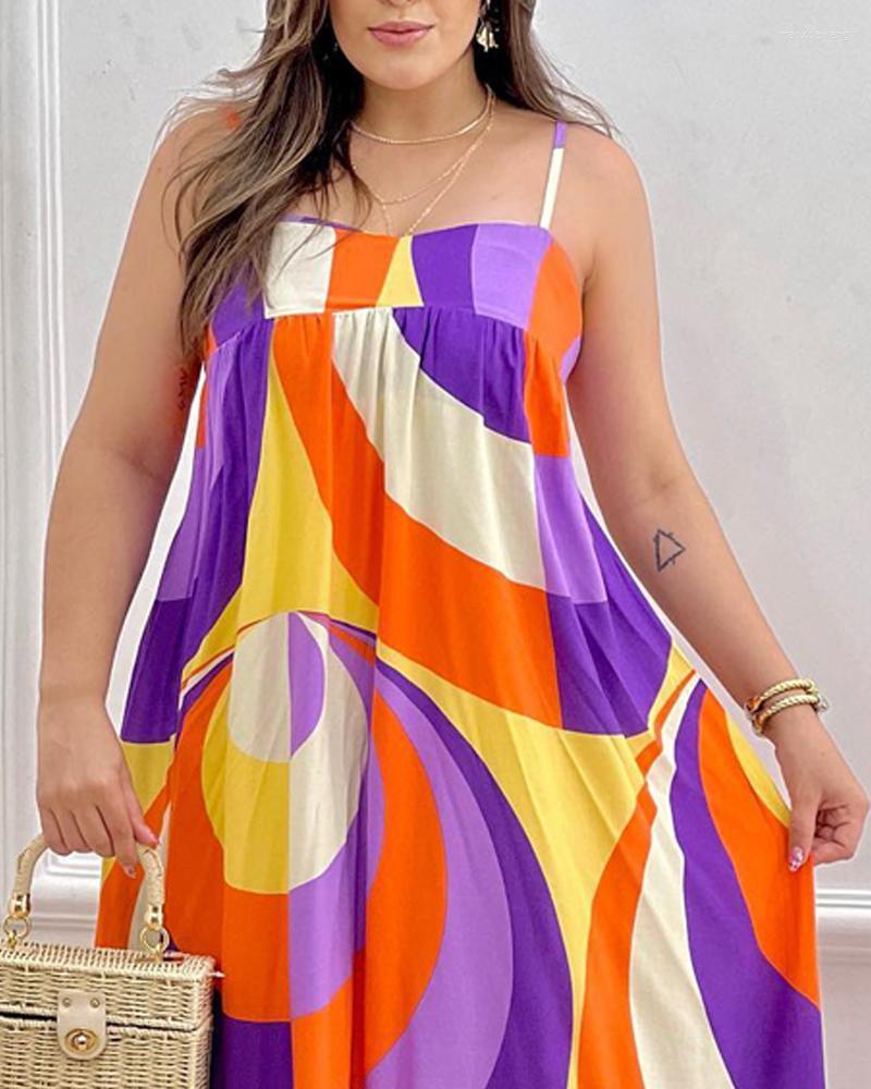 Casual Dresses Geometric Print Spaghetti Strap Maxi Dress Women Long Loose Sleeveless Slash Neck High Waist Spring Summer, Multicolor
Casual Dresses Geometric Print Spaghetti Strap Maxi Dress Women Long Loose Sleeveless Slash Neck High Waist Spring Summer, Multicolor
