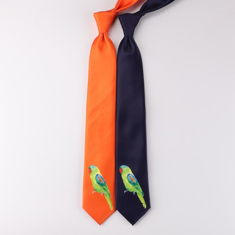 Bow Ties Male Necktie Original Design Bird Orange Parrot Men Women Party Personality Art Casual Printing Birthday Gift