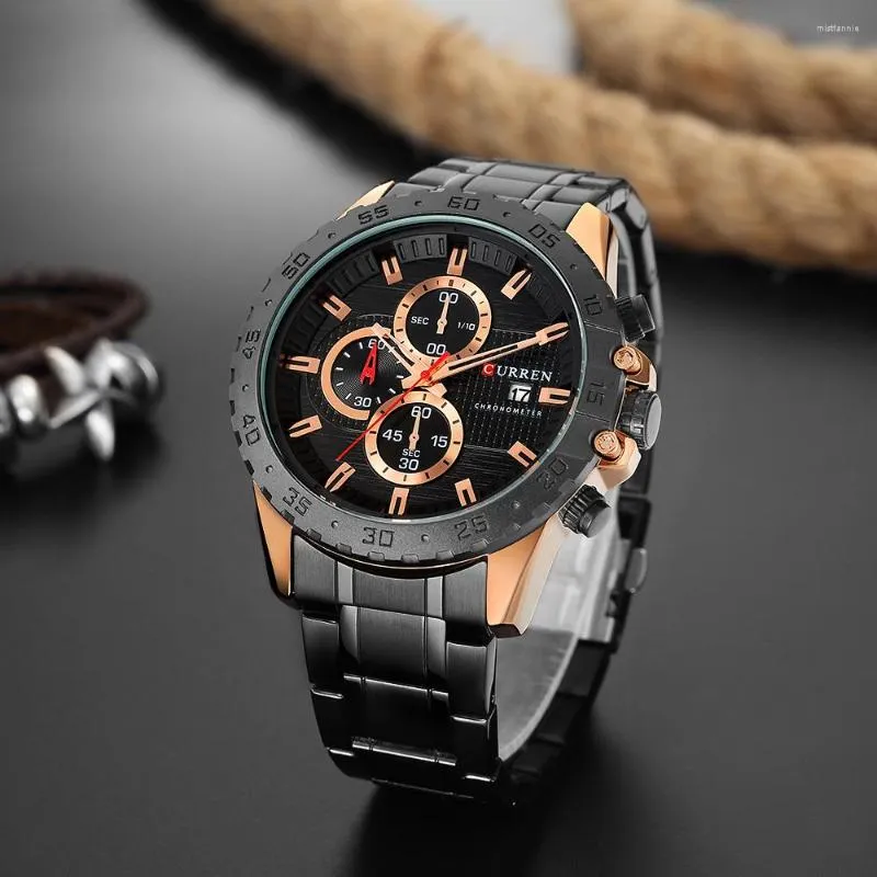 Wristwatches 2023 Stylish Watches CURREN Elegant Quartz Men's Sports Nice Looking Chronograph Black Steel Strap 8334, Gold black
Wristwatches 2023 Stylish Watches CURREN Elegant Quartz Men's Sports Nice Looking Chronograph Black Steel Strap 8334, Gold black