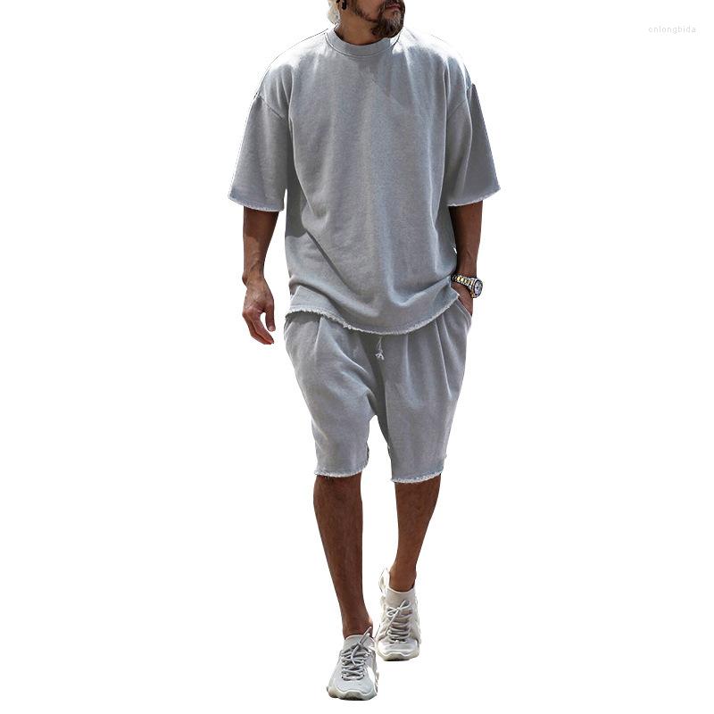 Men's Tracksuits Summer Man Outfit Cotton Loose Short Sleeve T-shirt And Shorts Set O-neck Tracksuit Oversized Casual Sports Kit 2 Piece