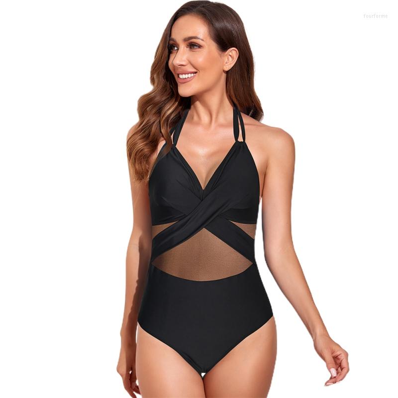 Women's Swimwear Women's Sexy Deep V Halter Bikini Solid Color Mesh Patchwork One Piece Bodysuit Soft Slim Backless Translucent Swimsuit
Women's Swimwear Women's Sexy Deep V Halter Bikini Solid Color Mesh Patchwork One Piece Bodysuit Soft Slim Backless Translucent Swimsuit