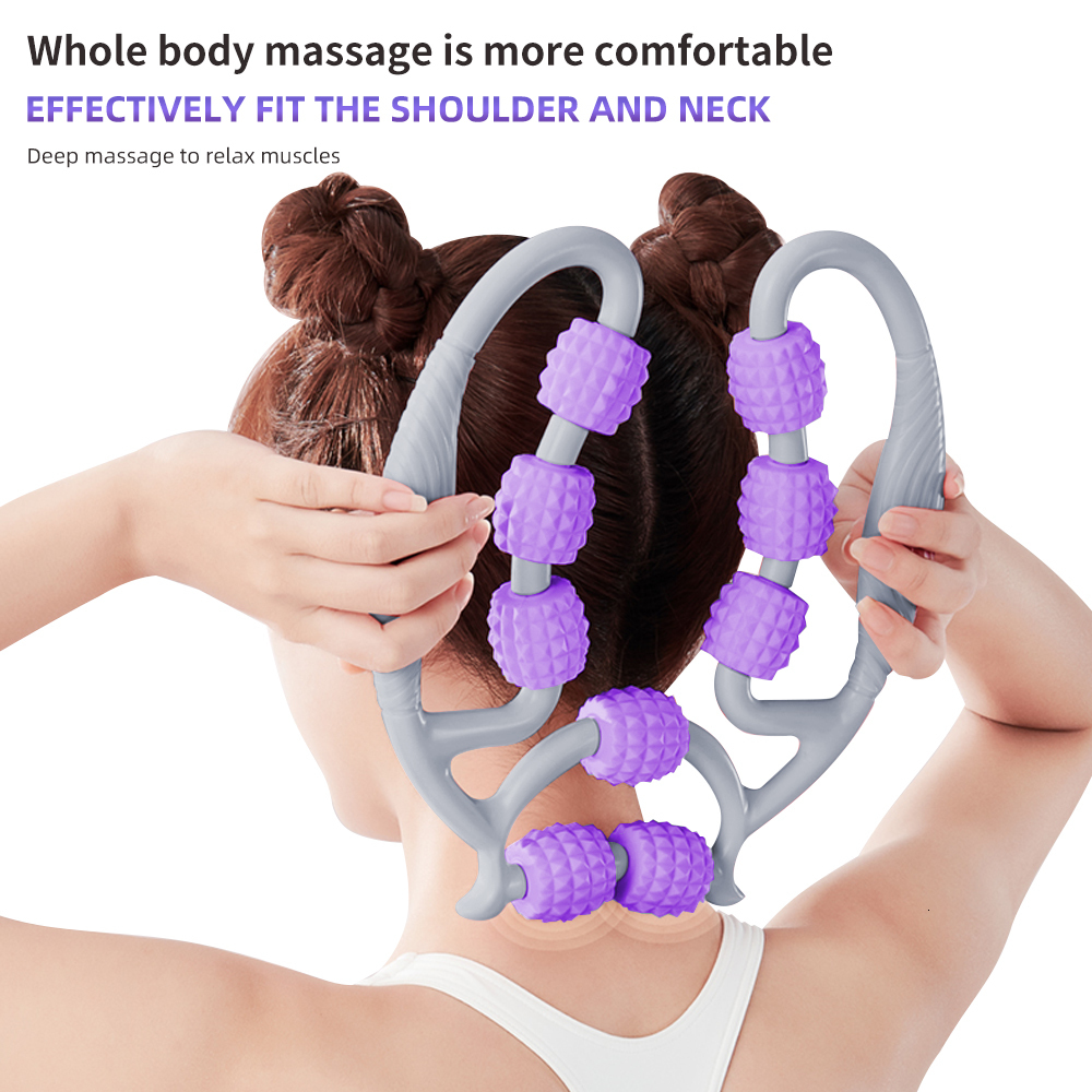Massaging Neck Pillowws Massage Roller Anticellulite Massager Body Leg Slimming Yoga Training Device Ushaped Pilates Muscle Relaxation 230508