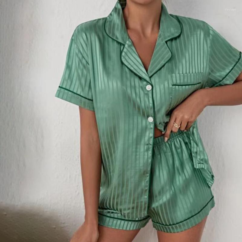 Women's Sleepwear Pajama Set Women's Striped Silky Satin Pajamas Short Sleeve Tops With Shorts 2023 Comfortable Underwear, White
Women's Sleepwear Pajama Set Women's Striped Silky Satin Pajamas Short Sleeve Tops With Shorts 2023 Comfortable Underwear, White