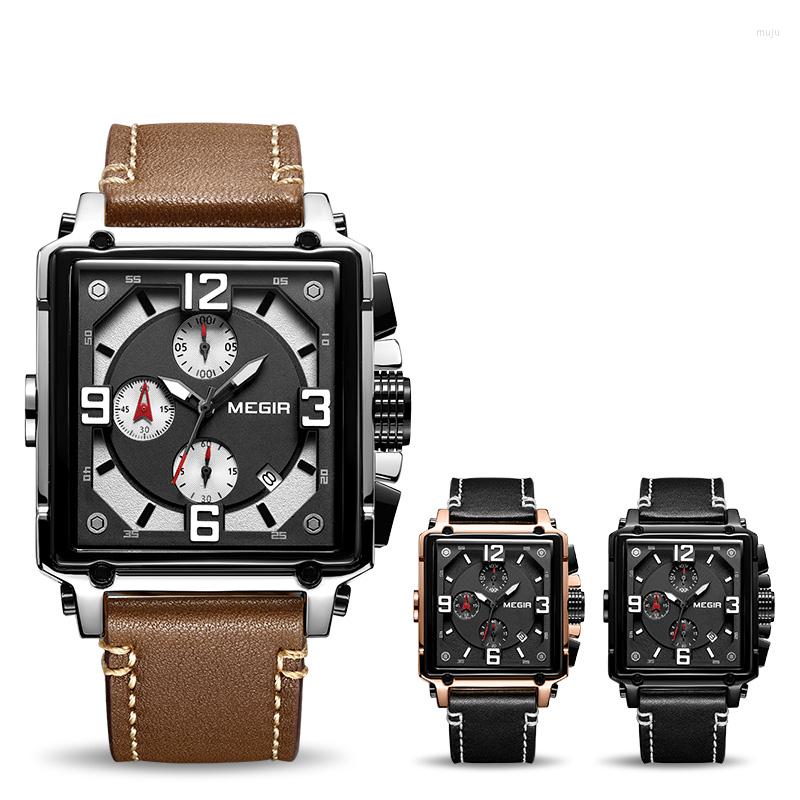 Wristwatches MEGIR Watch Luxury Men's Watches Rectangle Quartz Military Luminous Waterproof Wristwatch Calendar Male Chronograph 2061, Brown
Wristwatches MEGIR Watch Luxury Men's Watches Rectangle Quartz Military Luminous Waterproof Wristwatch Calendar Male Chronograph 2061, Brown