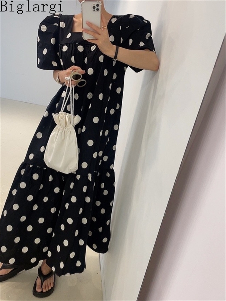 Casual Dresses Summer Fashion Women Puff Sleeve Polka Dot Dress Casual Office Loose Black Dress Korea Ladies Womens Pullover Long Print Dresses 230509
Casual Dresses Summer Fashion Women Puff Sleeve Polka Dot Dress Casual Office Loose Black Dress Korea Ladies Womens Pullover Long Print Dresses 230509