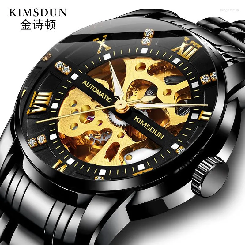 Wristwatches Kimsdun Fashion Double-Sided Hollow Automatic Mechanical Watch Men's Waterproof Business, Black shell black
Wristwatches Kimsdun Fashion Double-Sided Hollow Automatic Mechanical Watch Men's Waterproof Business, Black shell black
