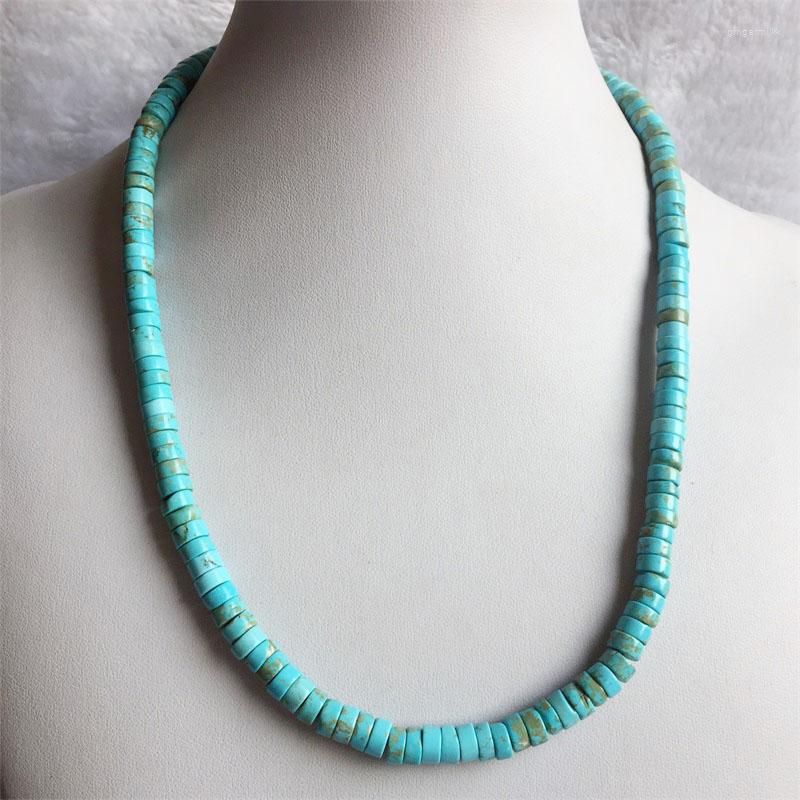 Chains 35/40/45/50/55CM 2 4MM 3 6MM Heishi Blue Turquoise Necklace Natural Stone Jewelry Elegant Exquisite Bead Chain Choker Collier