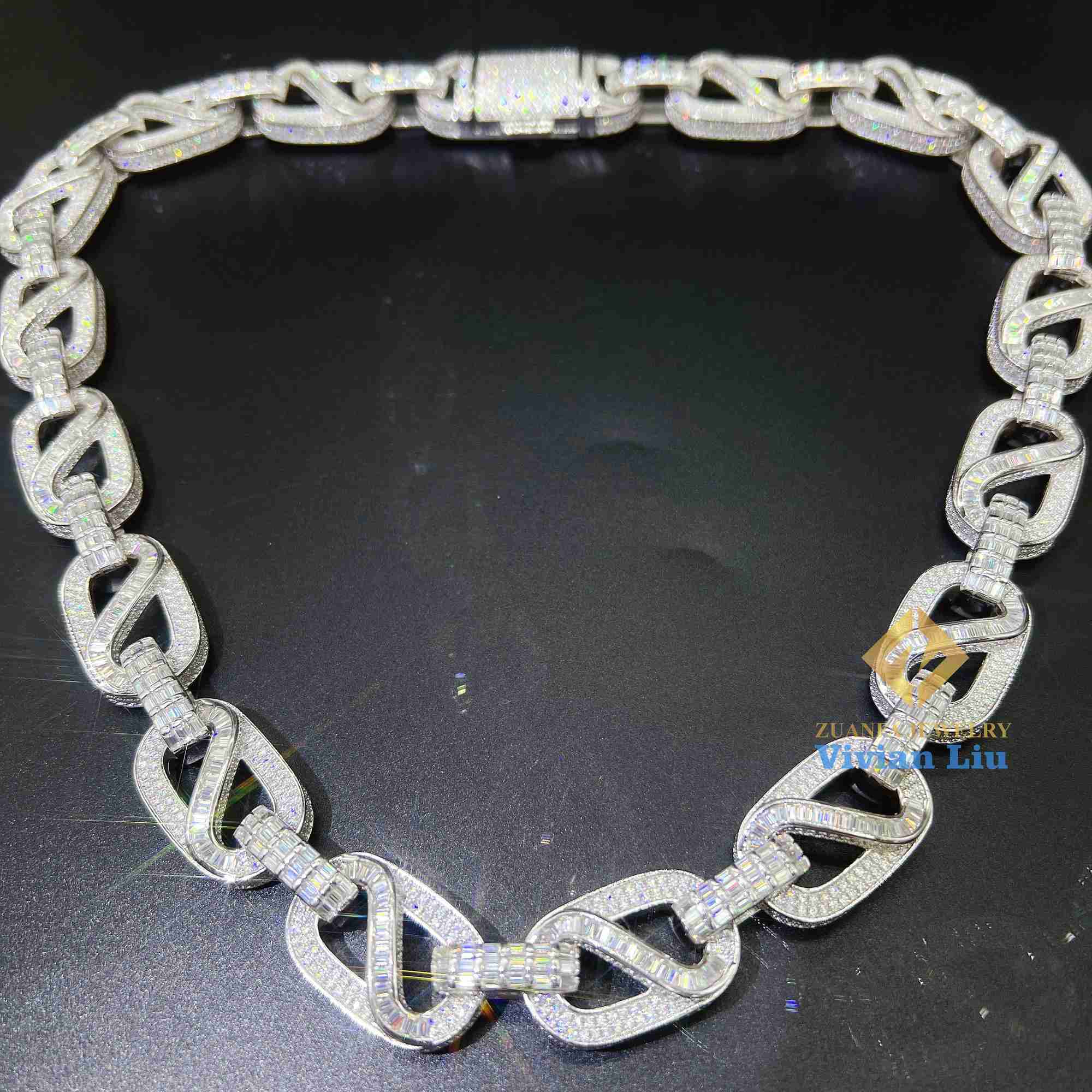 American Custom Hip Hop Fine Jewelry Necklace Bracelet Sier Iced Out Vvs Moissanite Dia Cuban Link Chain
