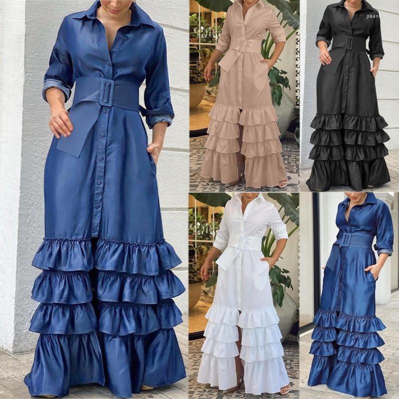 Casual Dresses 2023 Autumn/Winter Polo Collar Buckle Belt Dress Women Long Solid Color High Waist Maxi, Blue
Casual Dresses 2023 Autumn/Winter Polo Collar Buckle Belt Dress Women Long Solid Color High Waist Maxi, Blue