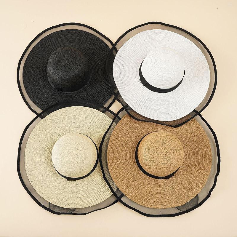 Wide Brim Hats Women Big-brimmed Sun Hat Solid Color Net Yarn Stitching Sunshade Bow Cap Lovely Girls Straw, Black
Wide Brim Hats Women Big-brimmed Sun Hat Solid Color Net Yarn Stitching Sunshade Bow Cap Lovely Girls Straw, Black