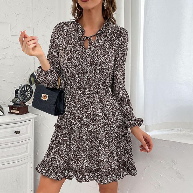 Casual Dresses Vestido Feminino Printed V-neck Tie Dress Eelagnt Summer Mini Temperament Chiffon Women Straight Vestidos, Coffee
Casual Dresses Vestido Feminino Printed V-neck Tie Dress Eelagnt Summer Mini Temperament Chiffon Women Straight Vestidos, Coffee
