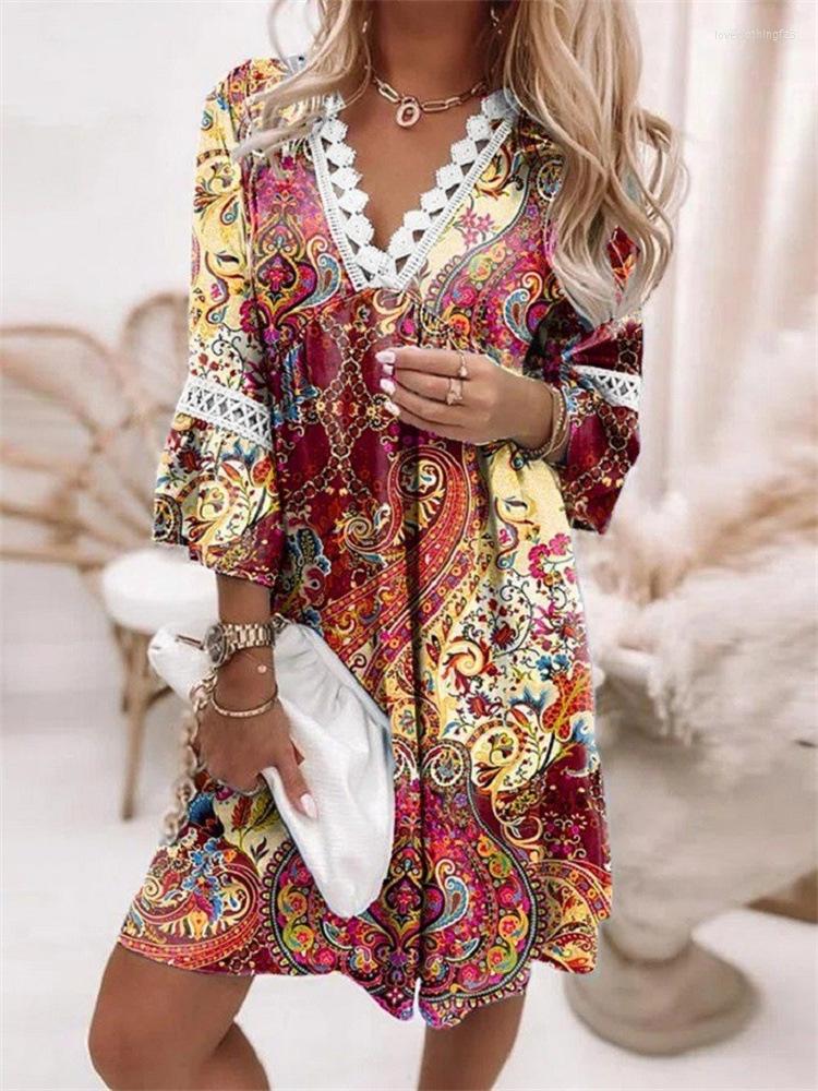 Casual Dresses OL Temperament Ladies Long Sleeve V Neck Princess Dress Summer European & American Fashion Vestidos Women's Bohemia
Casual Dresses OL Temperament Ladies Long Sleeve V Neck Princess Dress Summer European & American Fashion Vestidos Women's Bohemia