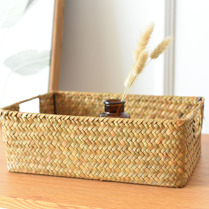 Storage Baskets Natural large woven seaweed basket straw wicker for home dining tables fruits bread towels small kitchen storage containers 230508