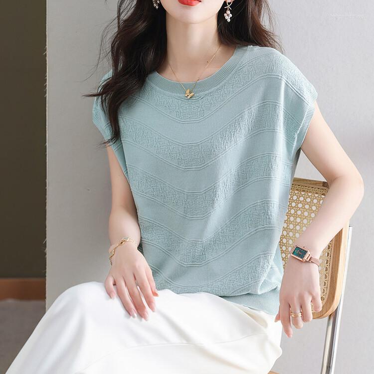 Women's T Shirts Women Ice-silk Knitted Thin T-Shirt 2023 Spring Summer Short Sleeve Lady, Black
Women's T Shirts Women Ice-silk Knitted Thin T-Shirt 2023 Spring Summer Short Sleeve Lady, Black