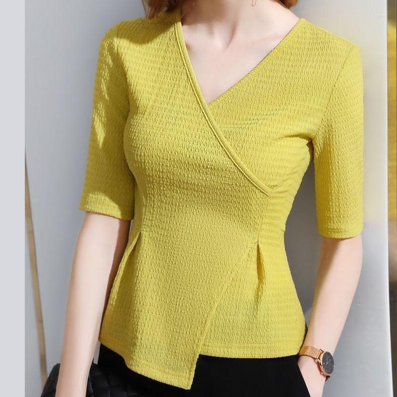 Women's T Shirts Temperament Slim Irregular V-Neck Five-Point Sleeve T-Shirt Women'S Spring French Solid Color Fashion Versatile, Black
Women's T Shirts Temperament Slim Irregular V-Neck Five-Point Sleeve T-Shirt Women'S Spring French Solid Color Fashion Versatile, Black