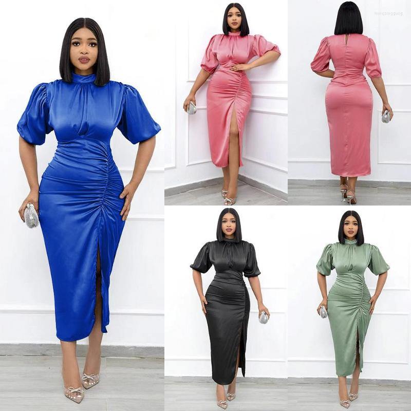 Ethnic Clothing Solid Satin Bodycon Ladies Evening Party Dresses African Ankle Length Short Sleeve Slit Pleated Formal Dress Women Prom Gown
Ethnic Clothing Solid Satin Bodycon Ladies Evening Party Dresses African Ankle Length Short Sleeve Slit Pleated Formal Dress Women Prom Gown