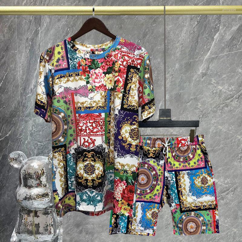 Men's Tracksuits Multicolored Floral Print Patchwork Short-sleeved T-shirt 2-piece Suit Men's Sportswear Tops And Shorts Tracksuit Men, Picture
Men's Tracksuits Multicolored Floral Print Patchwork Short-sleeved T-shirt 2-piece Suit Men's Sportswear Tops And Shorts Tracksuit Men, Picture