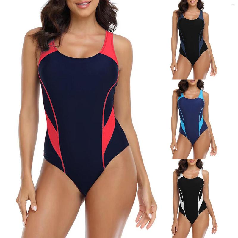Women' Swimwear Women One-piece Swimsuit U Neck Sleeveless Open Back Color Block Sporty Bathing Suit Athletic Sunsuit Beachwear, Blue
Women' Swimwear Women One-piece Swimsuit U Neck Sleeveless Open Back Color Block Sporty Bathing Suit Athletic Sunsuit Beachwear, Blue