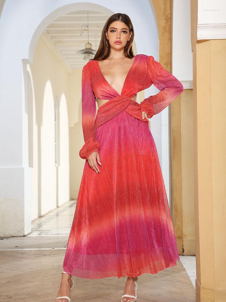 Women' Swimwear Red Gradient Color Lurex Maxi Dress 2023 Autumn Women Long Lantern Sleeve Club Party Dresses Tunic Beach Cover Up A916
Women' Swimwear Red Gradient Color Lurex Maxi Dress 2023 Autumn Women Long Lantern Sleeve Club Party Dresses Tunic Beach Cover Up A916