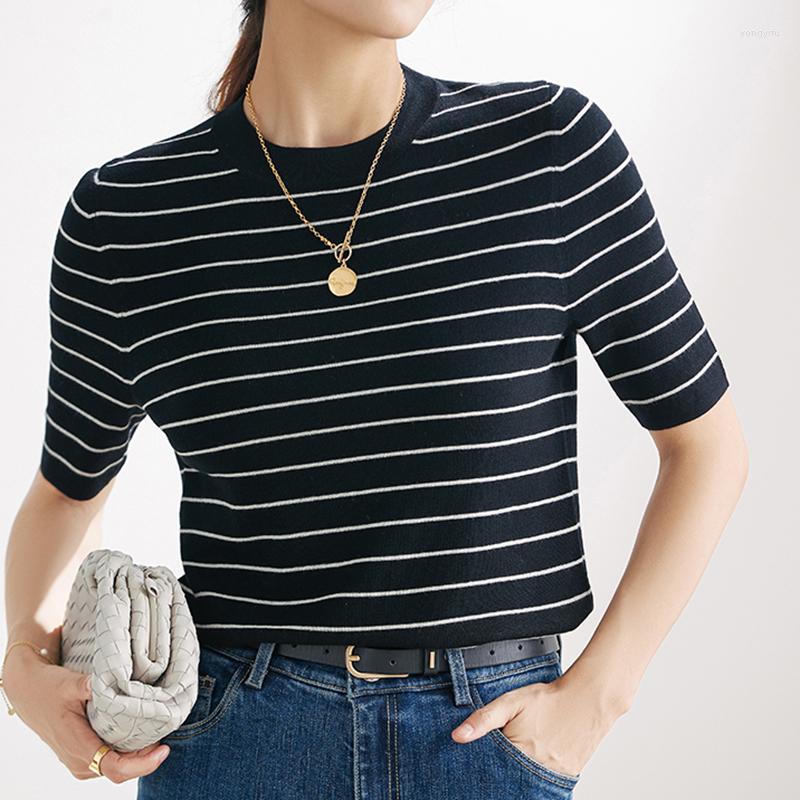 Women's T Shirts Striped Tshirt Knitted Short Sleeve Shirt Women 2023 Summer Top Mujer Korean Fashion Womens Clothing Tee Femme, Black
Women's T Shirts Striped Tshirt Knitted Short Sleeve Shirt Women 2023 Summer Top Mujer Korean Fashion Womens Clothing Tee Femme, Black