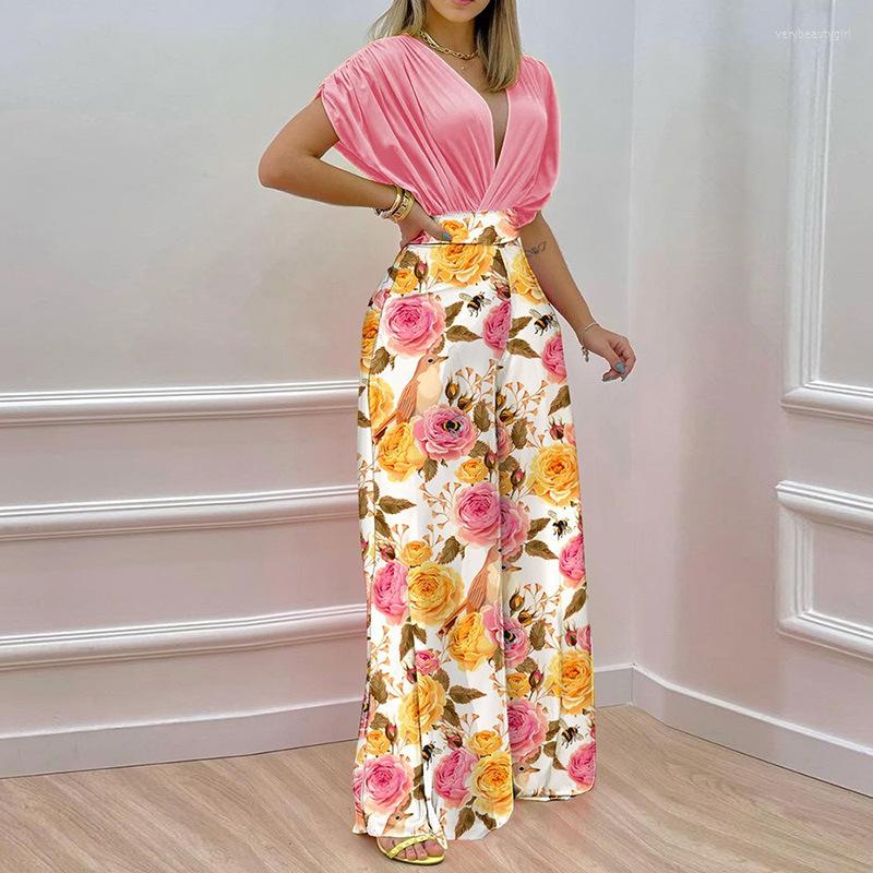 Women' Two Piece Pants Women' Suits Spring Summer Print Batsleeve V Neck Top Wide-leg Chic Elegant Female 2 Set Loosen Office Lady, Color 1
Women' Two Piece Pants Women' Suits Spring Summer Print Batsleeve V Neck Top Wide-leg Chic Elegant Female 2 Set Loosen Office Lady, Color 1