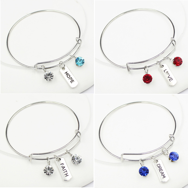 Wholesale Dream Love Faith Hope Bracelet Rhinestone Crystal Charm Bangle Inspiration Bracelets for Women Jewelry Birthday Gift Pulsera
Wholesale Dream Love Faith Hope Bracelet Rhinestone Crystal Charm Bangle Inspiration Bracelets for Women Jewelry Birthday Gift Pulsera
