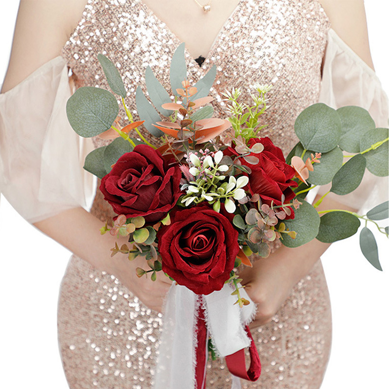 Artificial Bridal Bouquet Red Bride Wedding Flowers Ribbon Bow-knot Romantic Buque De Noiva W5683
Artificial Bridal Bouquet Red Bride Wedding Flowers Ribbon Bow-knot Romantic Buque De Noiva W5683