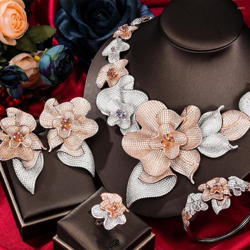 Necklace Earrings Set Missvikki Luxury Exquisite 4 PCS Bridal Wedding Bloom Big Flowers Bangle Ring Charm Ladies Party Jewelry, Picture shown
Necklace Earrings Set Missvikki Luxury Exquisite 4 PCS Bridal Wedding Bloom Big Flowers Bangle Ring Charm Ladies Party Jewelry, Picture shown