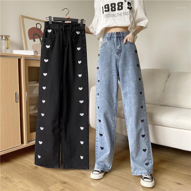 Women' Jeans Women' Korean High Waisted Straight Denim Pants For Women Fashion Loose Printing Heart Wide Leg Trousers Streetwear, Black
Women' Jeans Women' Korean High Waisted Straight Denim Pants For Women Fashion Loose Printing Heart Wide Leg Trousers Streetwear, Black